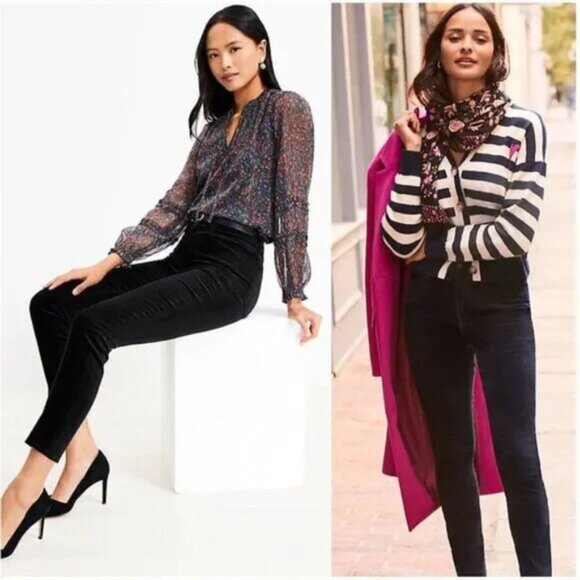 NWOT LOFT "Made and Loved" Modern Velvet Skinny Jeans in Black Size 8 (29) - Picture 2 of 12